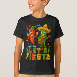 Cinco De Mayo Mexican Guitar Cactus Chili Lets Fie T-Shirt