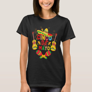 Cinco De Mayo Mexican Guitar Cactus for Men Women  T-Shirt
