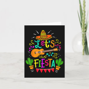 Cinco De Mayo Mexican Guitar Lets Fiesta Cactus Card