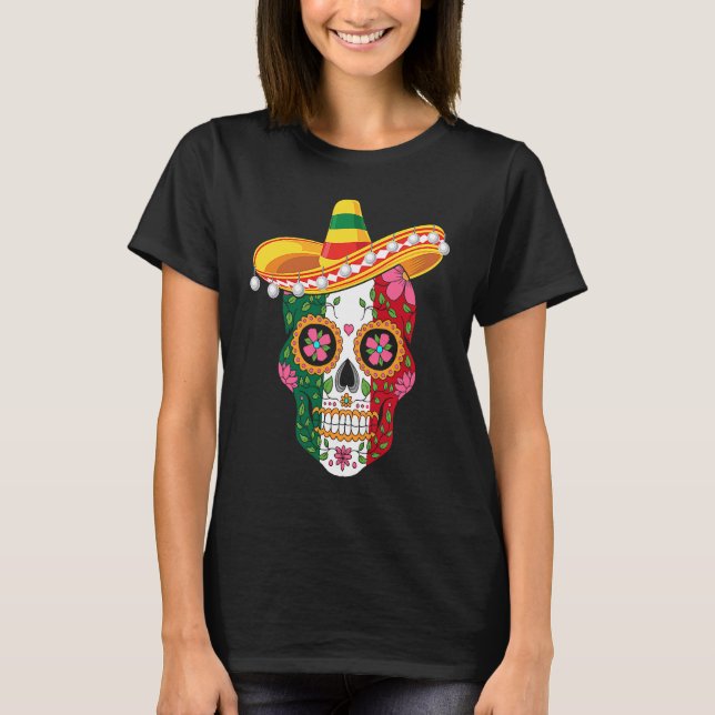 Cinco de Mayo mexican skull celebrate fiesta T-Shirt (Front)