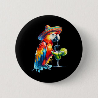Cinco De Mayo Mexican Sombrero Parrot Drinking A M 2 Inch Round Button