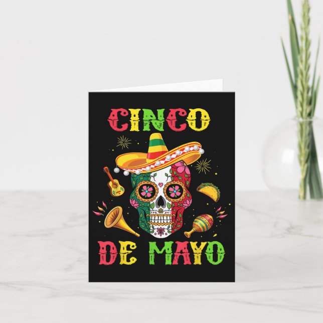 Cinco De Mayo Mexican Sugar Skull Fiesta Squad 5 D Card (Front)