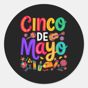Cinco De Mayo Mexican Taco Funny 5 De Mayo Lets Fi Classic Round Sticker