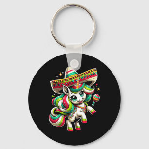 Cinco De Mayo Mexican Unicorn Kids Girls  Keychain