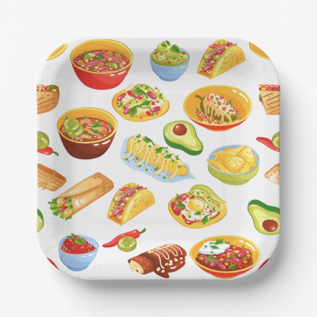 cinco de mayo mexico burrito taco tamale paper plate (Front)
