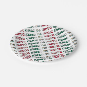 Cinco de Mayo Mexico Mexican Flag Colour Typograph Paper Plate