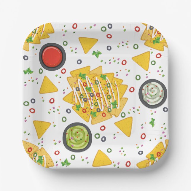 cinco de mayo mexico nachos guacamole paper plate (Front)