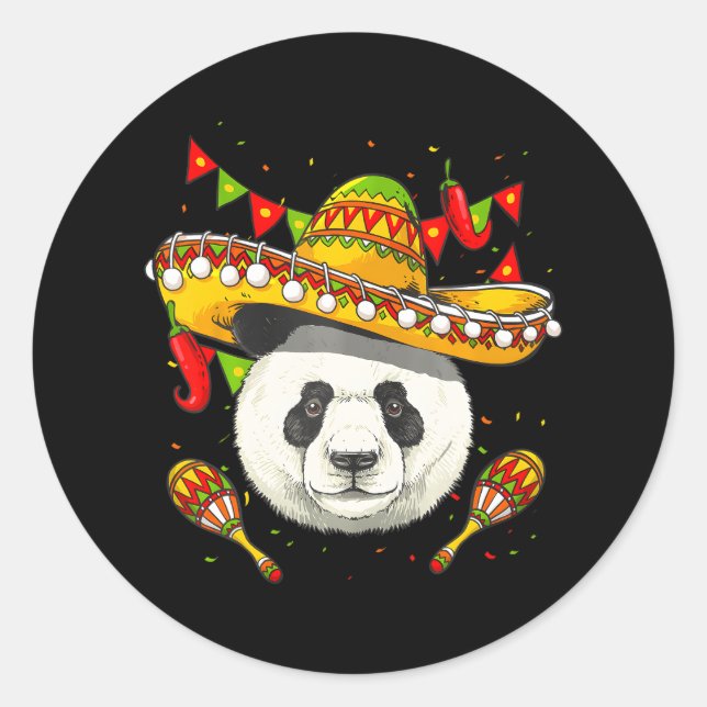 Cinco de Mayo Panda Mexican Lover Sombrero Panda Classic Round Sticker (Front)