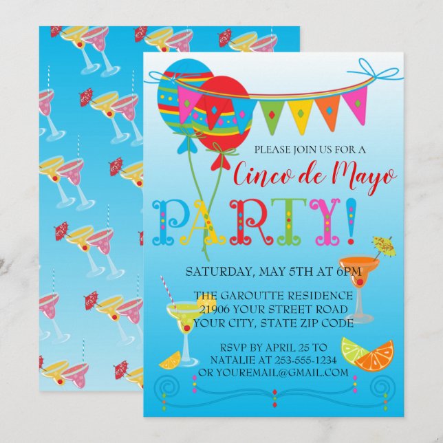 Cinco De Mayo Party Invitation (Front/Back)