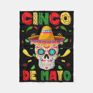 Cinco De Mayo Party Sugar Skull Men Women Mexican Fleece Blanket