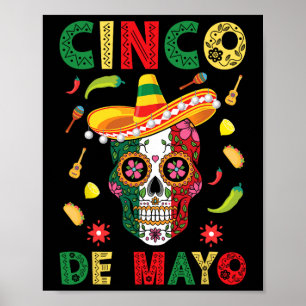 Cinco De Mayo Party Sugar Skull Mexican Fiesta Men Poster