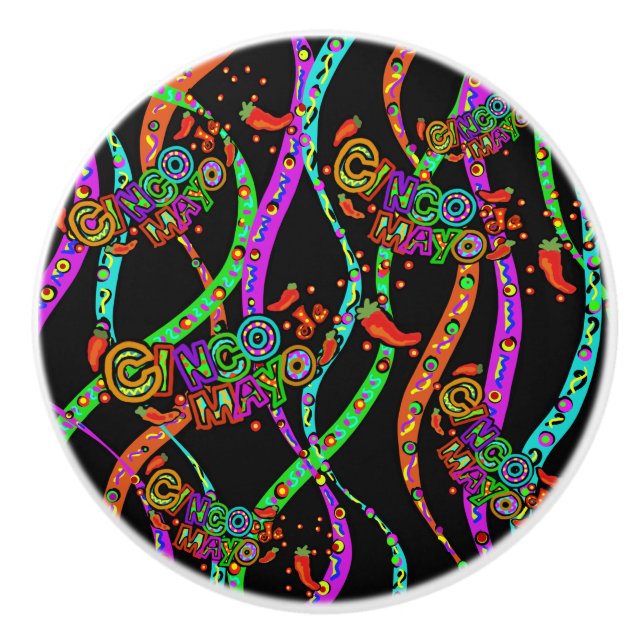 Cinco de Mayo Pattern Ceramic Knob (Front)