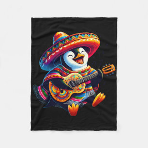Cinco De Mayo Penguin Let's Fiesta Matching Mexica Fleece Blanket