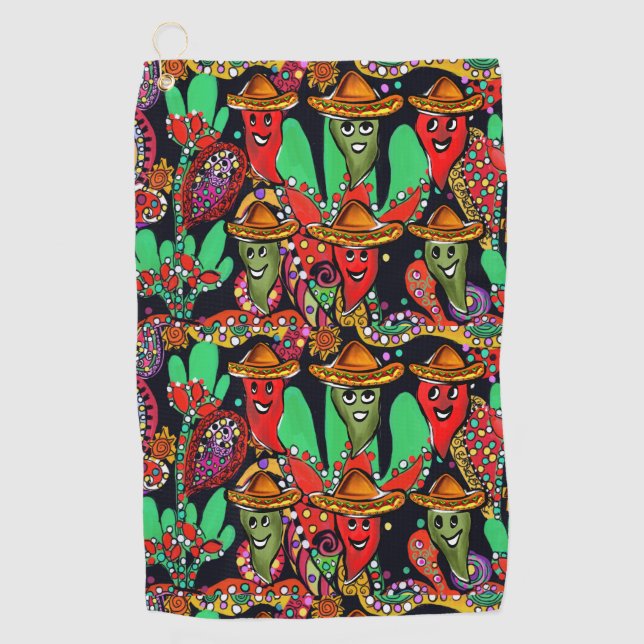Cinco de Mayo Peppers Golf Towel (Front)