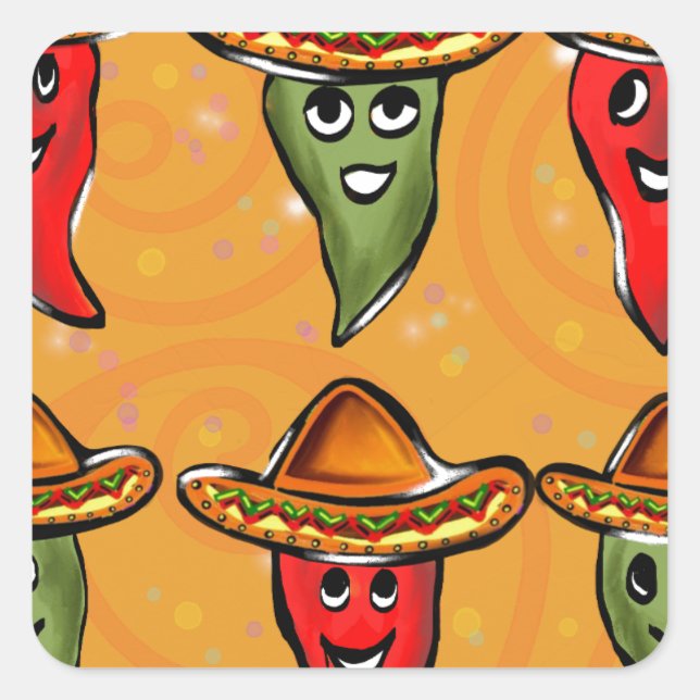 Cinco de Mayo Peppers Square Sticker (Front)