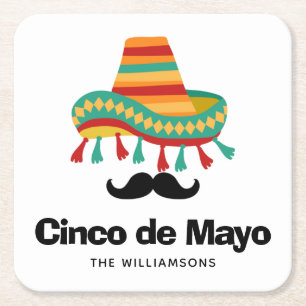 Cinco de Mayo Personalized Square Paper Coaster