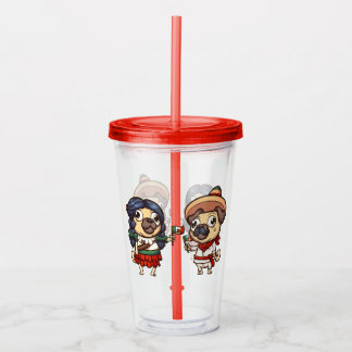 Cinco De Mayo Pugs Acrylic Tumbler