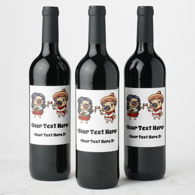 Cinco De Mayo Pugs Bottle Labels (Bottles)