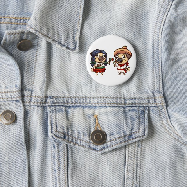 Cinco De Mayo Pugs Button (In Situ)
