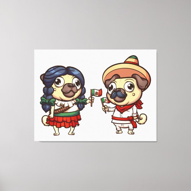 Cinco De Mayo Pugs Canvas Print (Front)