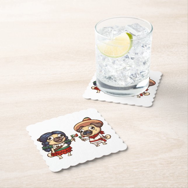 Cinco De Mayo Pugs Coasters (Insitu)