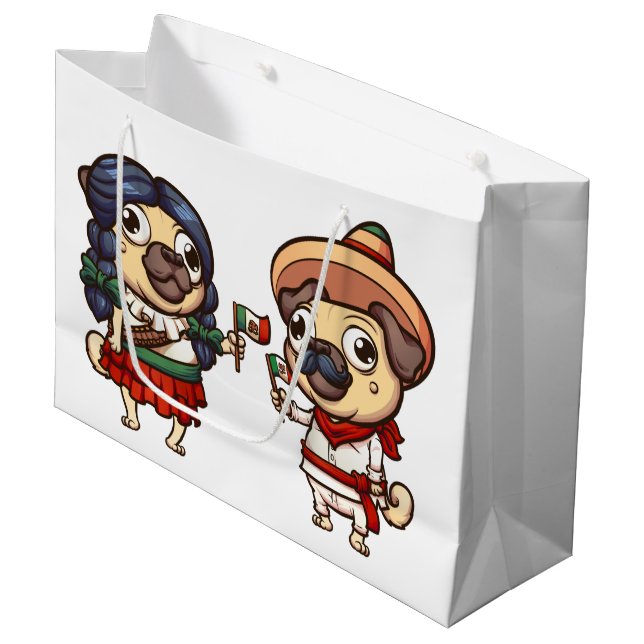 Cinco De Mayo Pugs Gift Bags (Front Angled)