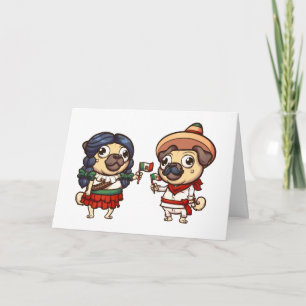 Cinco De Mayo Pugs Greeting Card (Blank)