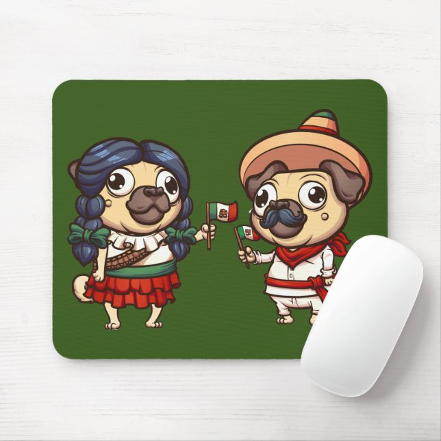 Cinco De Mayo Pugs Mouse Pad (With Mouse)