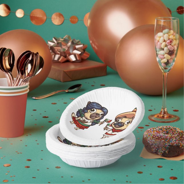 Cinco De Mayo Pugs Paper Bowls Paper Plate (Multi)