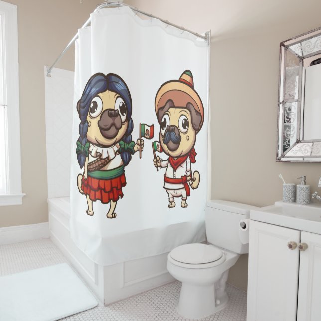 Cinco De Mayo Pugs Shower Curtain (In Situ)