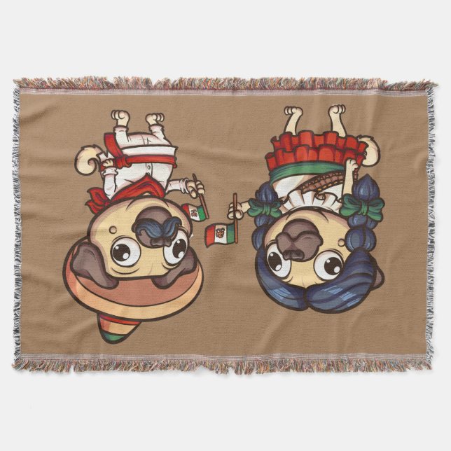 Cinco De Mayo Pugs Throw Blanket (Front)