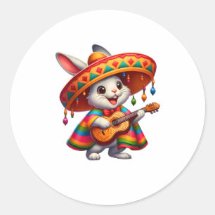 Cinco de Mayo Rabbit Wearing Mexican Sombrero Men  Classic Round Sticker