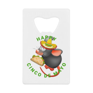 cinco de mayo rat credit card bottle opener