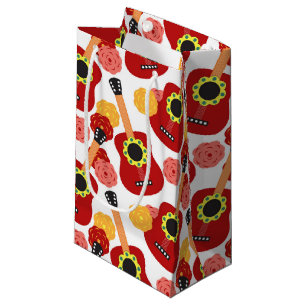 Cinco de Mayo Red Mexican Guitars Flowers Musician Small Gift Bag