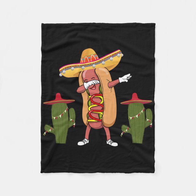 Cinco De Mayo Shirt Hot Dog Cactus Dancing  Fleece Blanket (Front)