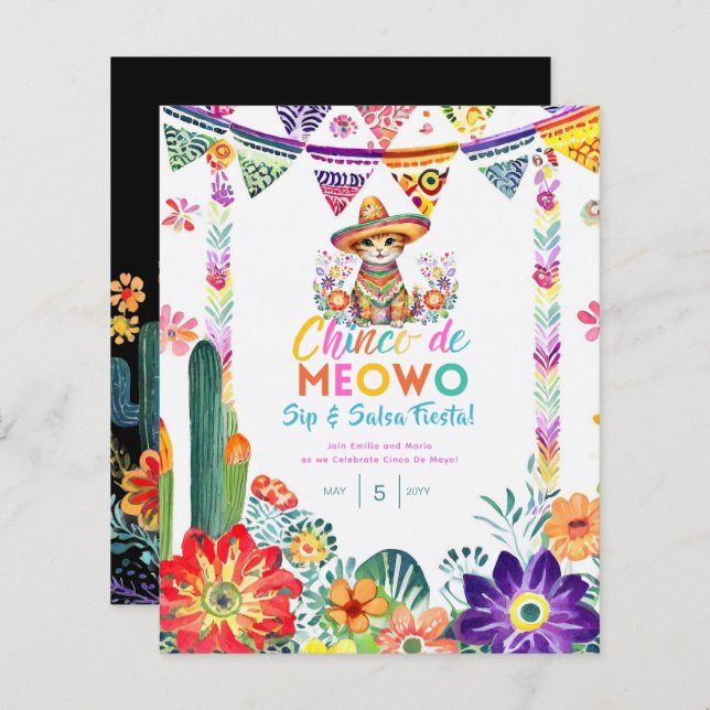 Cinco De Mayo Sip and Salsa Funny Cat FIESTA      (Front/Back)