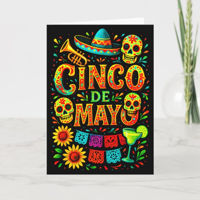 Cinco de mayo - skeleton party fun  card (Front)