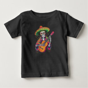 Cinco De Mayo Skeleton Skull Fiesta Guitar Baby T-Shirt