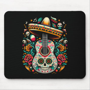 Cinco De Mayo Skeleton Skull Sombrero Guitar Mexic Mouse Pad