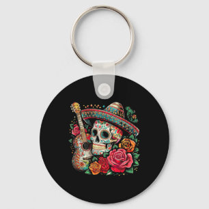 Cinco De Mayo Skull Sombrero Fiesta Mexican Skull Keychain