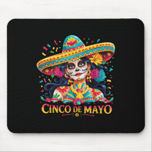 Cinco De Mayo Skull With Sombrero Women Girls Mouse Pad