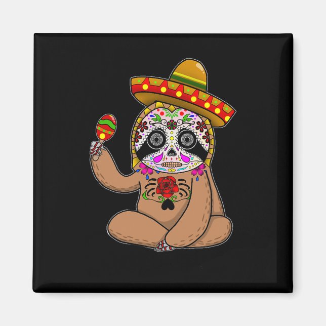Cinco De Mayo Sloth Halloween Mexican Day Of Dead  Magnet (Front)