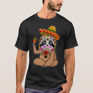 Cinco De Mayo Sloth Halloween Mexican Day Of Dead  T-Shirt