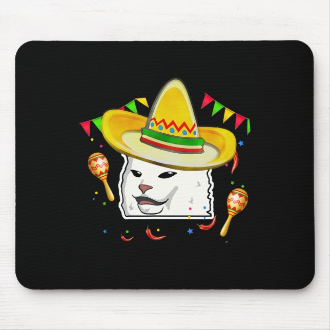 Cinco De Mayo Smudge Cat Mexican Lover Sombrero Ca Mouse Pad (Front)