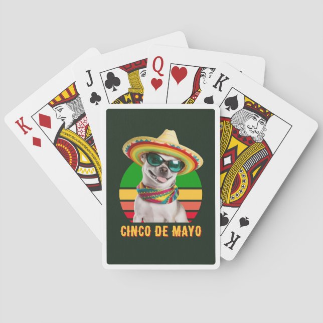 Cinco De Mayo Sombrero Chihuahua With Sunglasses Playing Cards (Back)