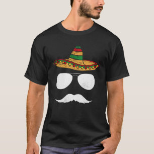 Cinco De Mayo Sombrero Moustache Face Sunglasses M T-Shirt
