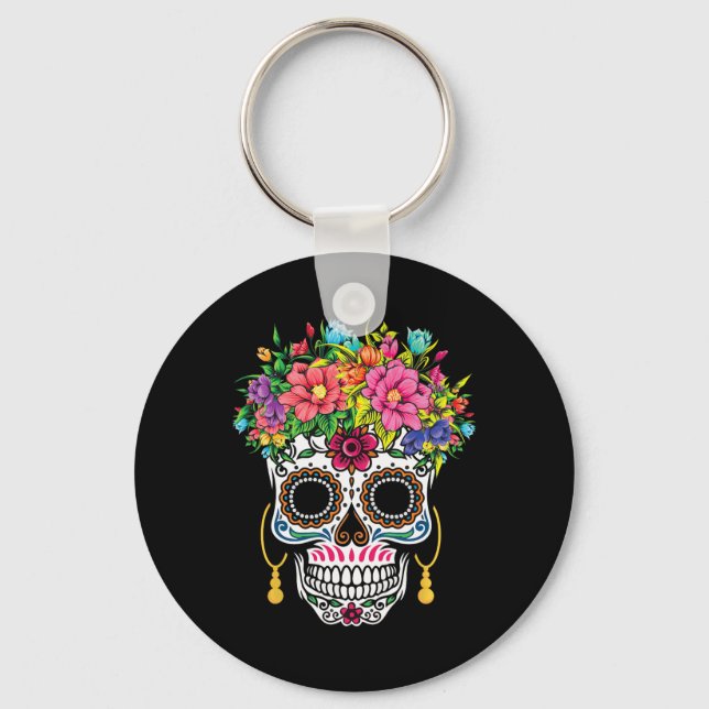 Cinco De Mayo Sugar Skull Dia De Los Muertos Day O Keychain (Front)