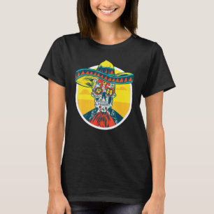 Cinco De Mayo Sugar Skull Skeleton With Mexican So T-Shirt