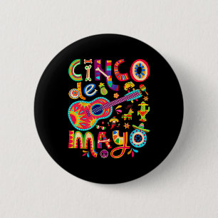 Cinco De Mayo Tee Mexican Taco Guitar Fiesta Cinco 2 Inch Round Button