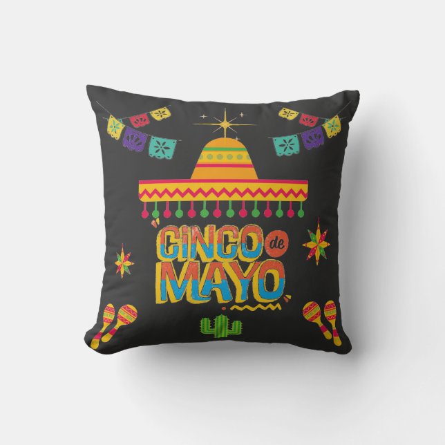 Cinco De Mayo Throw Pillow (Front)